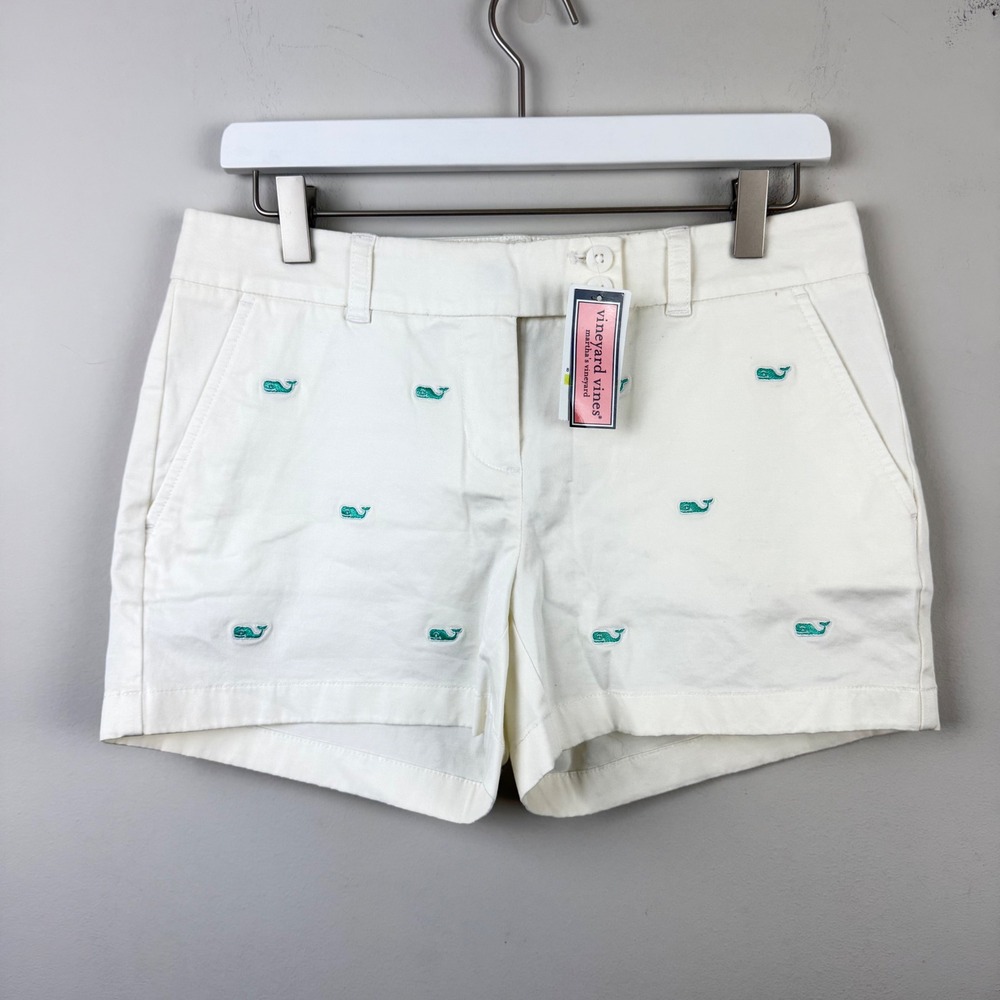 Vineyard Whale Embroidered Washed Dayboat Shorts Size 4 NWT